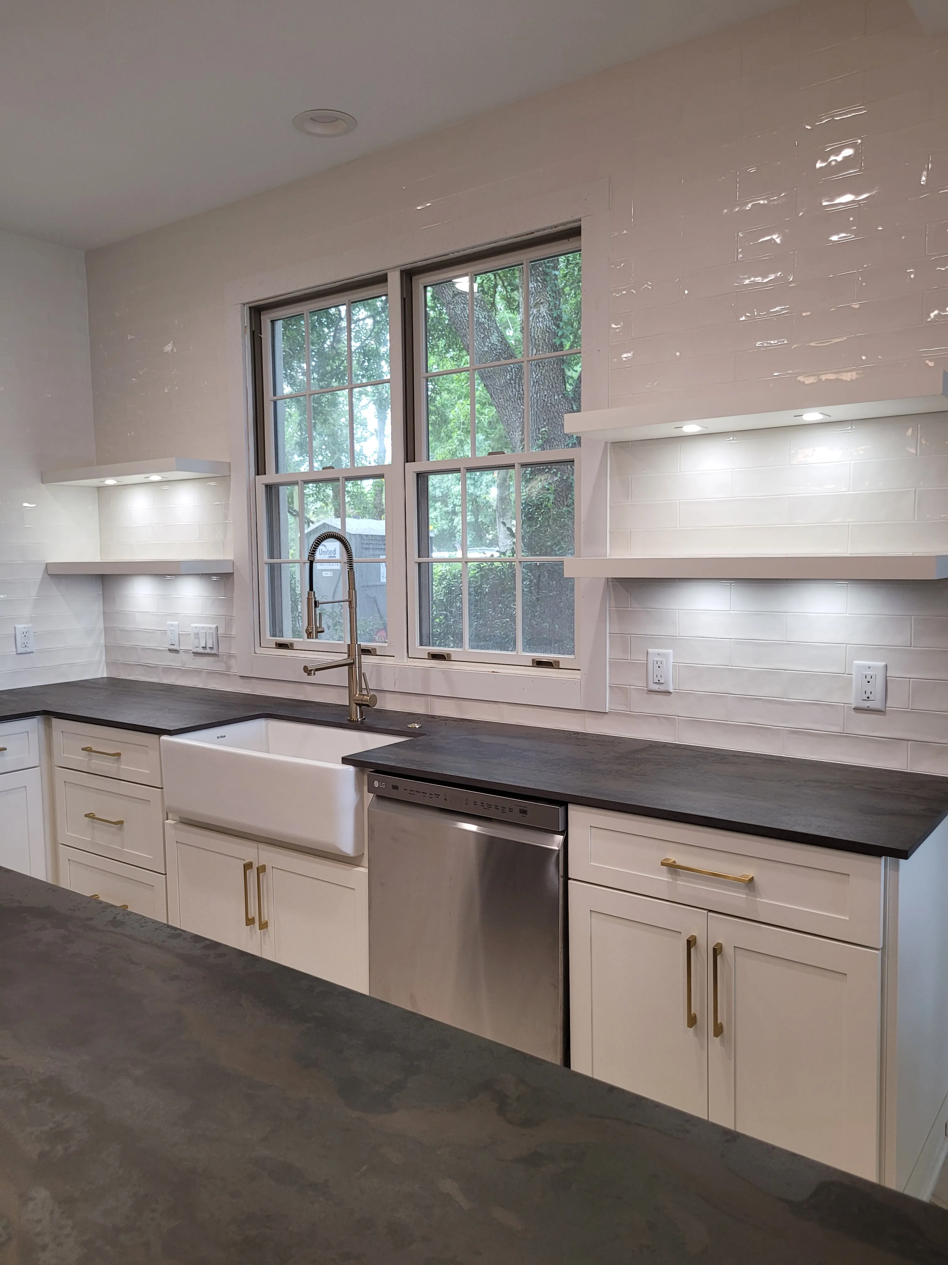 The prep kitchen with shaker cabinetry